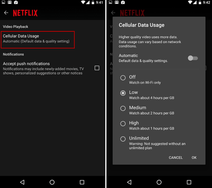 Περιορίστε τη χρήση δεδομένων Netflix σε Android ή iPhone για να αποφύγετε τα τέλη επιδόσεων