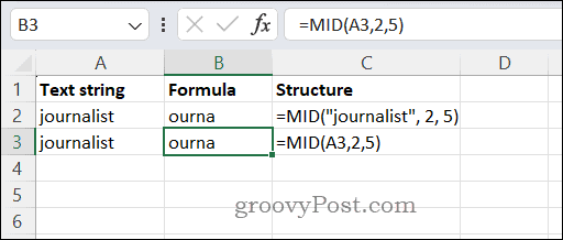 Χρήση της συνάρτησης MID στο Excel