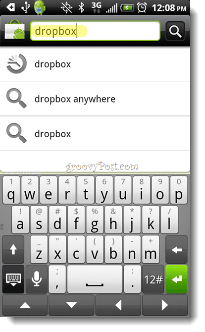 Android εφαρμογή αναζήτησης Dropbox