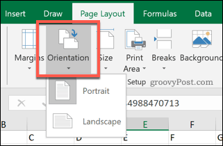 Επιλογές προσανατολισμού σελίδας Excel