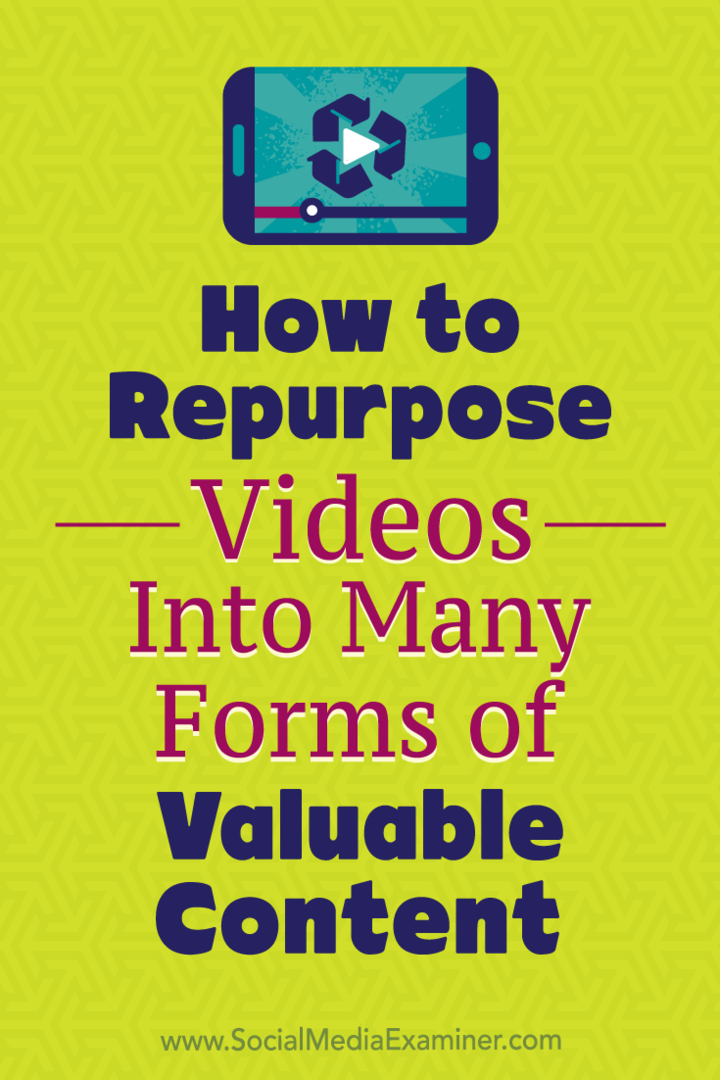 Πώς να επαναχρησιμοποιήσετε τα βίντεο σε πολλές μορφές πολύτιμου περιεχομένου: Social Media Examiner