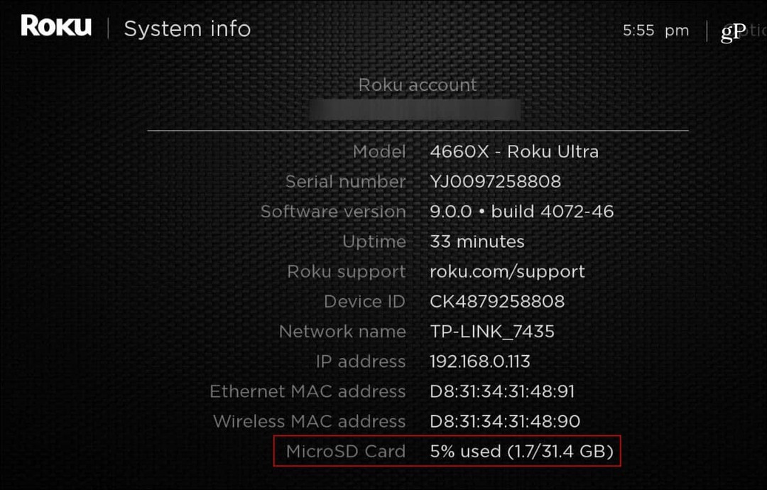 Πληροφορίες κάρτας MicroSD κάρτας Roku_Ultra