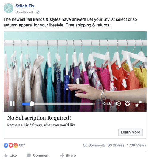 stitch fix facebook διαφήμιση βίντεο