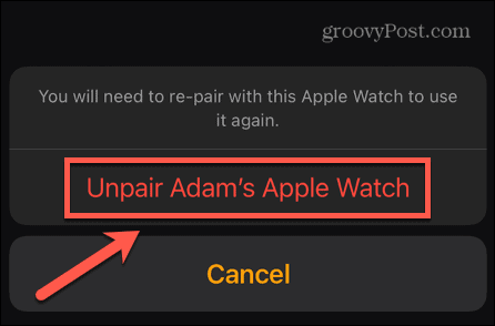 apple watch επιβεβαίωση κατάργησης ζεύξης