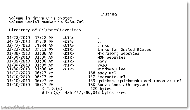 μια εκτυπωμένη λίστα καταλόγου των περιεχομένων των φακέλων των Windows 7