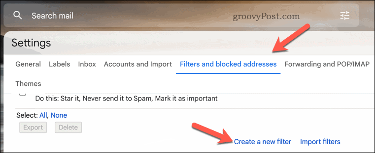 Δημιουργήστε ένα φίλτρο Gmail