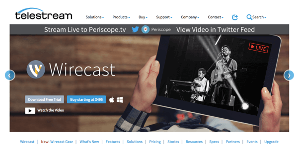 Το Wirecast σάς επιτρέπει να μεταδίδετε στο Facebook Live, στο Periscope και στο YouTube.