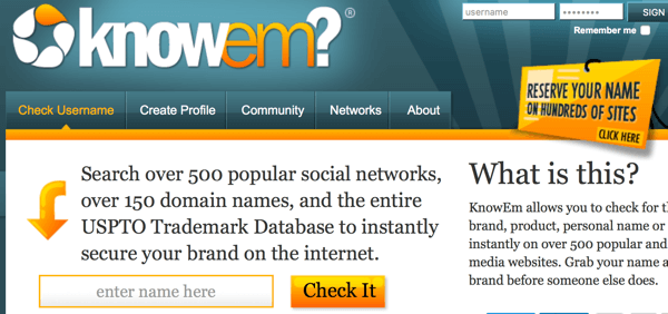 Το knowem παρέχει μια γρήγορη αναζήτηση επιχείρησης ή επωνυμίας