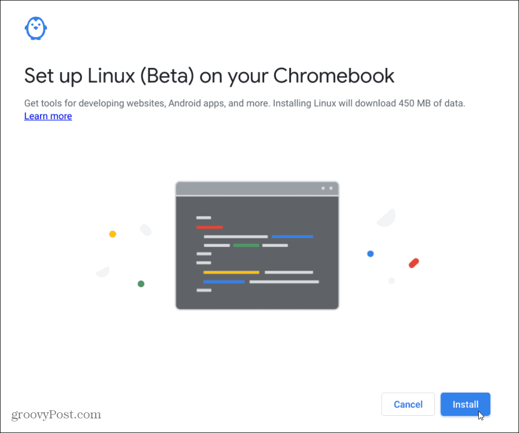  εγκαταστήστε το linux chromebook