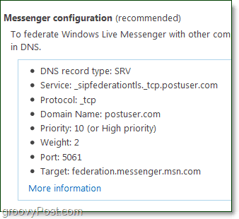 ρυθμίστε τη ρύθμιση παραμέτρων Messenger για να χρησιμοποιήσετε το Windows Live Messenger με τον τομέα σας