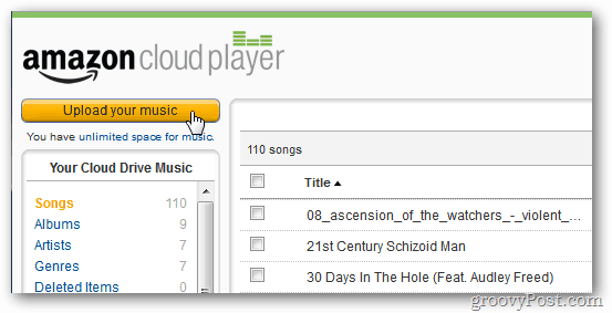 Amazon Cloud Player Ανεβάστε τη μουσική σας