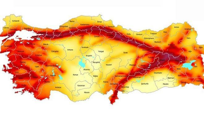 Χάρτης κινδύνου σεισμού στην Τουρκία