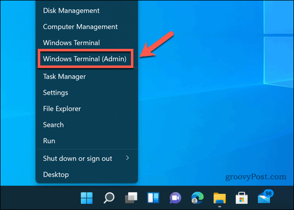 Άνοιγμα του τερματικού των Windows στα Windows 11
