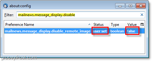 να αλλάξετε mailnews.message_display.disable_remote_image σε false για να απενεργοποιήσετε τα αναδυόμενα παράθυρα περιεχομένου στο Thunderbird 3