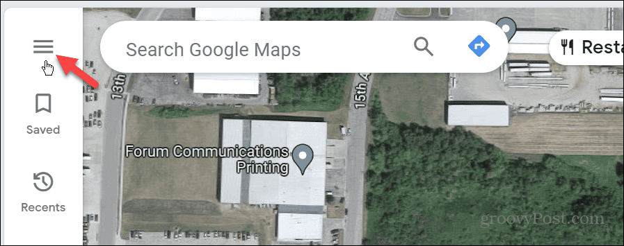 κουμπί μενού χάρτες google