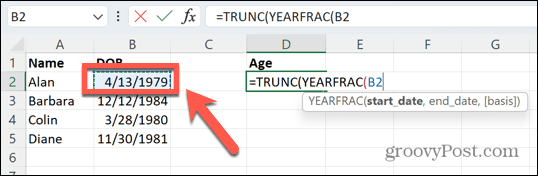 excel ημερομηνία γέννησης