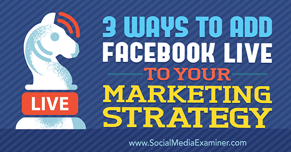 3 τρόποι για να προσθέσετε το Facebook Live στη στρατηγική μάρκετινγκ από τον Matt Secrist στο Social Media Examiner.