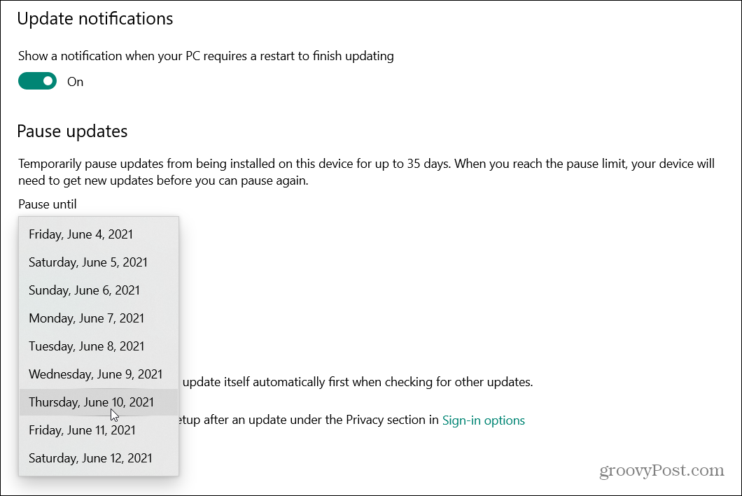 Τρόπος καθυστέρησης της ενημέρωσης των Windows 10 Μαΐου 2021 (Έκδοση 21H1)