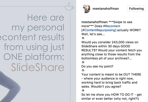 Στην λεζάντα για το άλμπουμ σας στο Instagram, συμπεριλάβετε μια δήλωση για σάρωση για να δείτε περισσότερα, ώστε το κοινό σας να μην το χάσει.