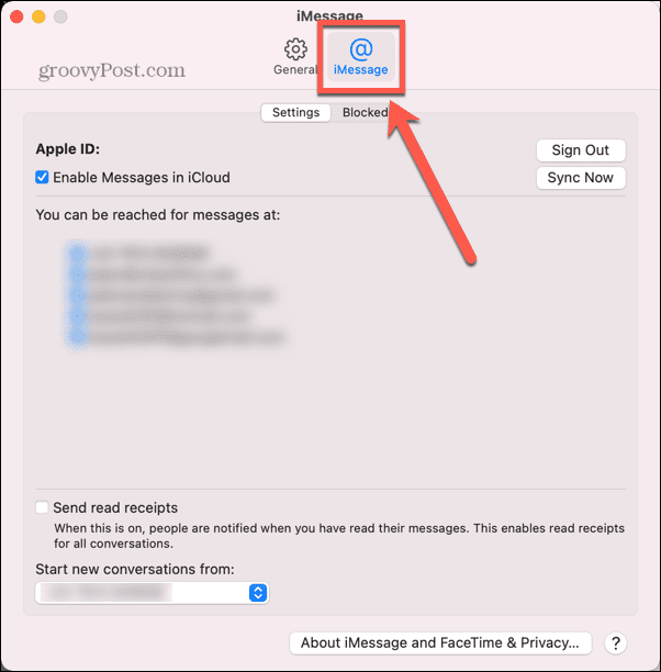 καρτέλα μηνυμάτων mac