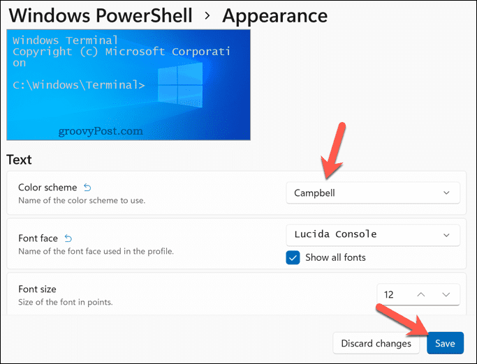 Αλλαγή συνδυασμού χρωμάτων στο Windows Terminal