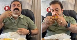 Αντίδραση από τον Şırdancı Mehmet στο αεροπλάνο! Έβγαλε το σιρόπι από το στήθος του στο αεροπλάνο...