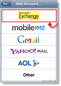 Apple iPhone και iPod Touch Προσθήκη ActiveSync Mail Exchange Server