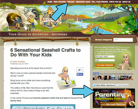 περιπέτειες γονέων που συνδέονται στην αρχική σελίδα του mykidsadventures.com