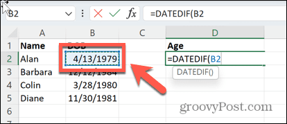 excel ημερομηνία γέννησης