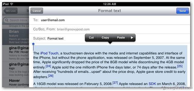 Apple iOS 5 Mail: Περιλαμβάνει τώρα τη μορφοποίηση κειμένου στα μηνύματα