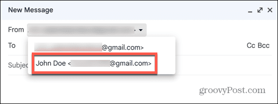 gmail επιλέξτε ψευδώνυμο