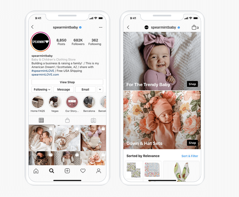 Από το καλοκαίρι στις ΗΠΑ, το Instagram Shop επιτρέπει στους χρήστες να περιηγούνται σε προϊόντα και να εξερευνούν συλλογές απευθείας αποκλειστική καρτέλα αγορών που βρίσκεται μέσα από την Εξερεύνηση Instagram που θα μεταφέρει τους χρήστες απευθείας στο κατάστημα μιας μάρκας ή στο κατάστημα δημοσιεύσεις.