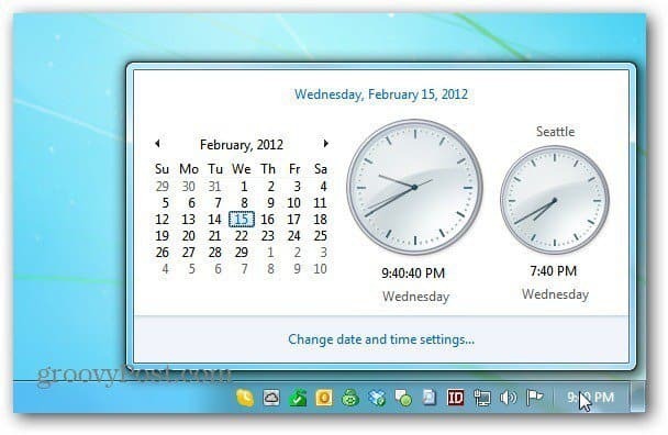 Ρολόι ημερολογίου των Windows