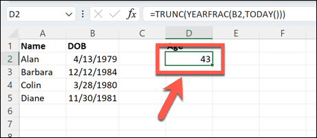 αποτέλεσμα excel yearfrac