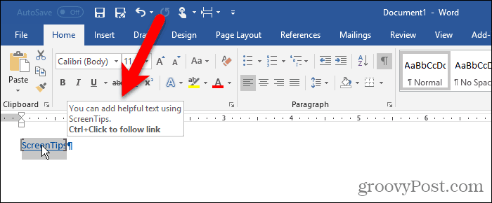 Custom ScreenTip σε κείμενο στο Word