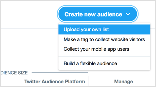 ανεβάστε τη δική σας λίστα για να δημιουργήσετε νέο κοινό μέσω του Twitter Ads