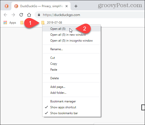 Επιλέξτε Άνοιγμα όλων (X) στο Chrome