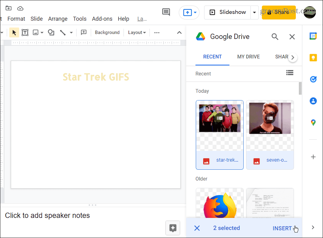 επιλέξτε GIF για χρήση από το Google Drive