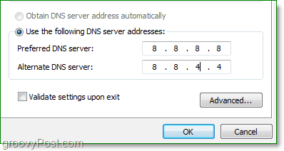 το google DNS IP είναι 8.8.8.8 και το εναλλασσόμενο είναι 8.8.4.4