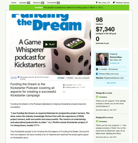 kickstarter χρηματοδοτώντας το όνειρο podcast