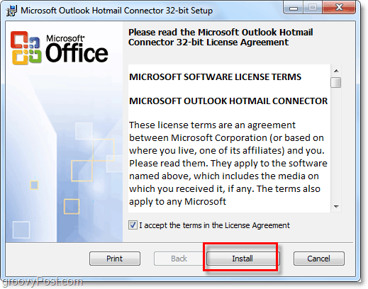 εγκατάσταση του εργαλείου σύνδεσης hotmail του Outlook