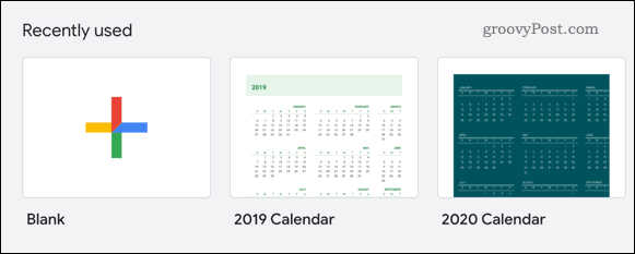 Επιλογή προτύπου ημερολογίου στα Φύλλα Google