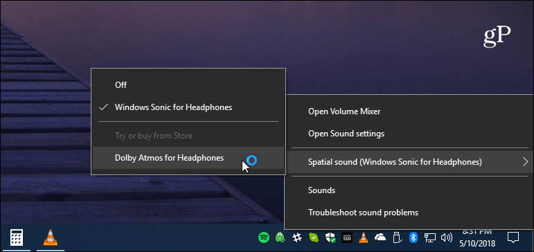 Ρύθμιση ήχου Ρύθμιση εργασιών των Windows 10