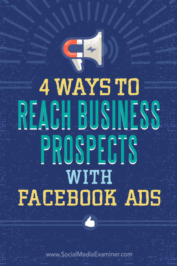 Συμβουλές για τέσσερις τρόπους στόχευσης επιχειρήσεων με διαφημίσεις στο Facebook.