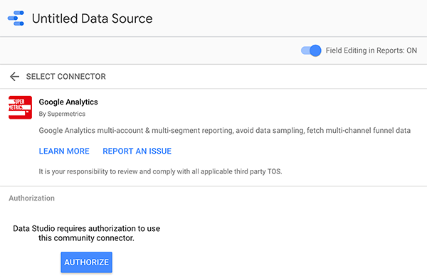 Πώς να συνδέσετε μια πηγή δεδομένων στο Google Data Studio, συμβουλή 2