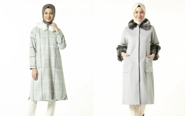 armine models hijab coat