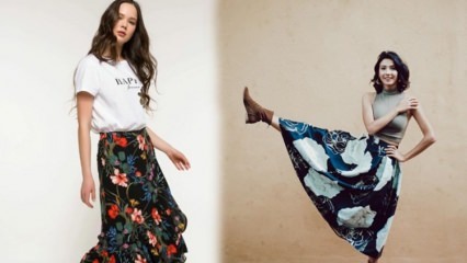 Aybüke Pusat της προτίμησης 2019 φθινόπωρο σεζόν floral μοντέλα φούστα μοτίβο