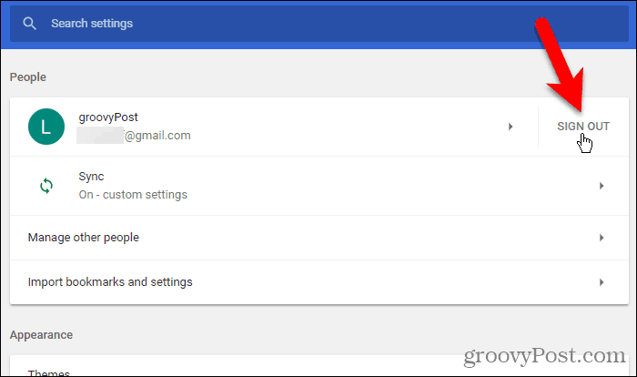 Κάντε κλικ στην επιλογή Sign Out στο Chrome για Windows