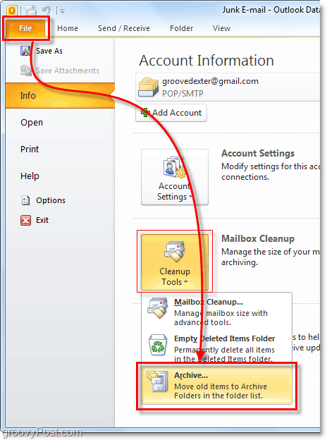 μη αυτόματο αρχείο στο Outlook 2010