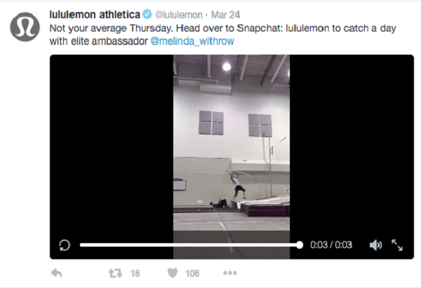 Προεπισκόπηση βίντεο lululemon snapchat στο twitter